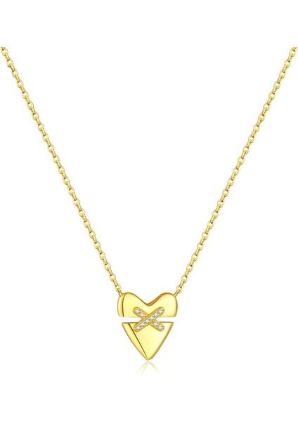 x Heart Altın Parıltı Minimal Kadın Gümüş Kolye