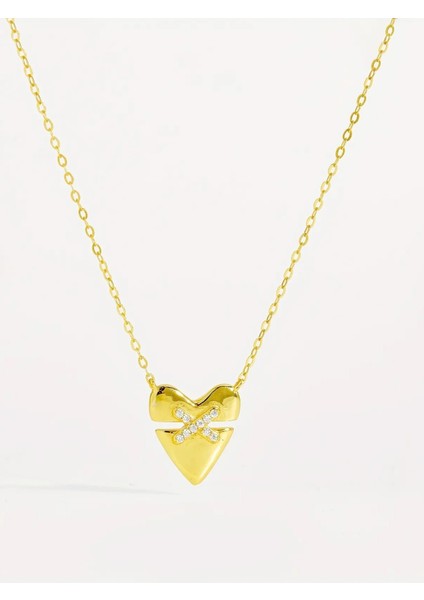 x Heart Altın Parıltı Minimal Kadın Gümüş Kolye modelleri