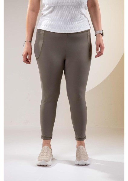 Kadın 1222546 Büyük Beden Cepli Haki Tayt indirimleri