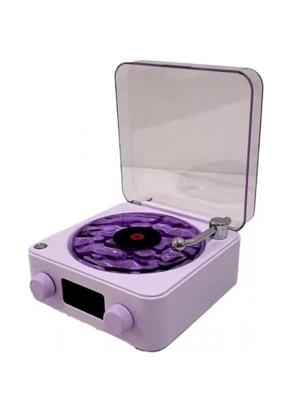 Waves Nostalji Plak Görünümlü Bluetooth Hoparlör 3D Ses Dalgası Retro Müzik Plak Mor fiyatları