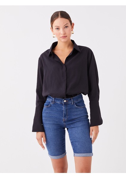 Yeni Sezon Normal Bel Bermuda Fit Kadın Jean Şort