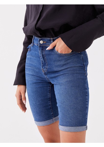 Yeni Sezon Normal Bel Bermuda Fit Kadın Jean Şort modelleri