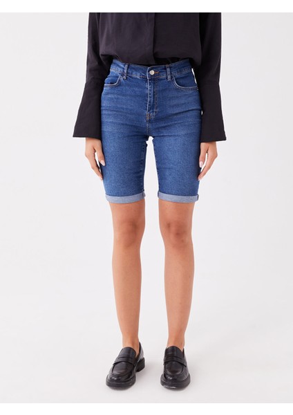 Yeni Sezon Normal Bel Bermuda Fit Kadın Jean Şort fırsatları