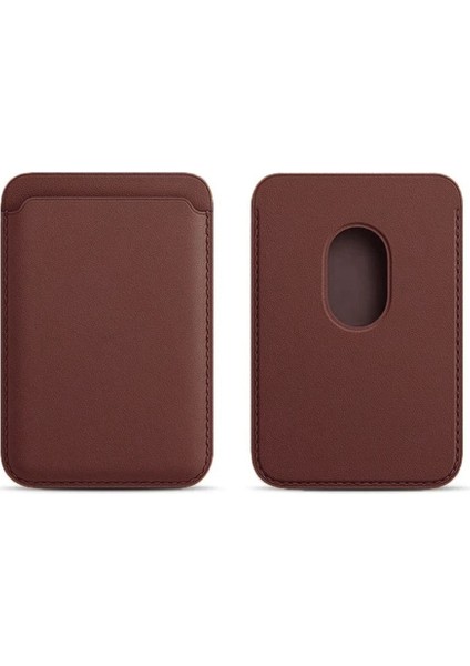 iPhone ile Uyumlu 17/16/15/14/13/12 Serisi Telefonlar Için Güçlü Manyetik Magsafe Destekli Deri Kartlık – Ince Cüzdan Telefon Aksesuarı (Açık Kahverengi)