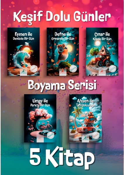 Keşif Dolu Günler Boyama Serisi - 5 Kitap - Çocuk Boyama Kitapları