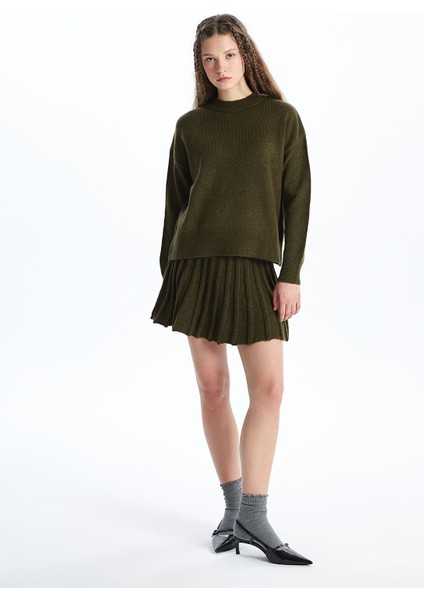 Yeni Sezon Kadın Beli Lastikli Düz Triko Etek