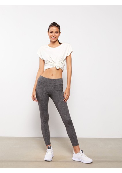 Yeni Sezon Kadın Beli Lastikli Düz Spor Tayt
