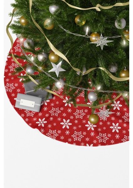 Kırmızı Beyaz Kar Taneleri Yılbaşı Çam Ağacı Örtüsü fiyatları