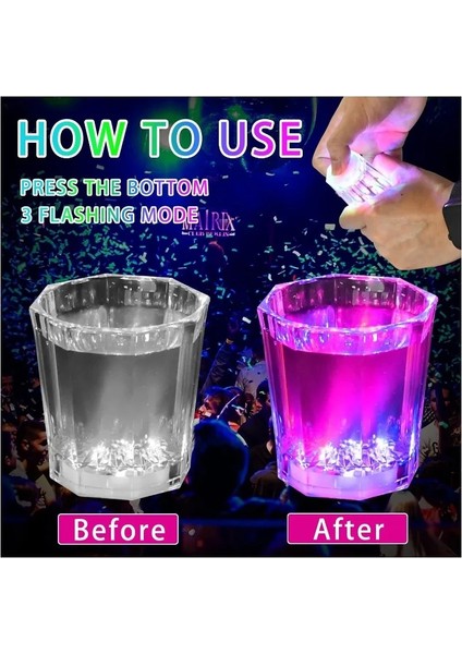 Bfs Renkli LED Parlayan Fiber Optik Glow Işıklı Bardak 5,5 x 5,5 cm