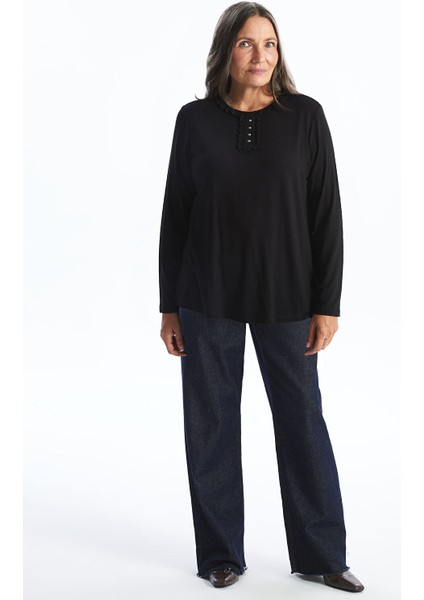 Yeni Sezon Bisiklet Yaka Düz Uzun Kollu Kadın Bluz modelleri