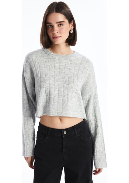 Yeni Sezon Bisiklet Yaka Crop Kadın Triko Kazak