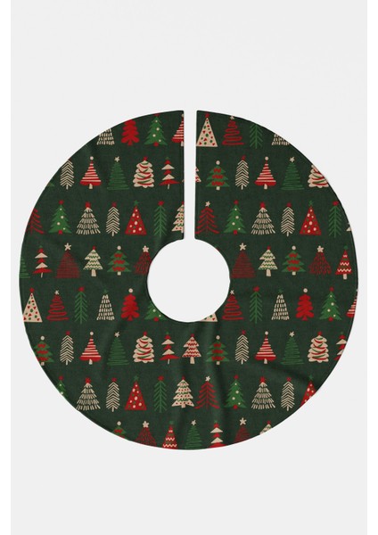 Koyu Yeşil Kırmızı Çam Ağacı Desenli Yılbaşı Çam Ağacı Örtüsü modelleri