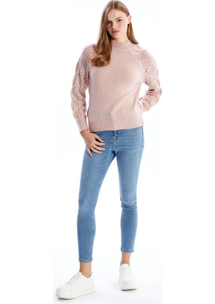 Yeni Sezon Yarım Balıkçı Yaka Ajurlu Kadın Triko Kazak fiyatları