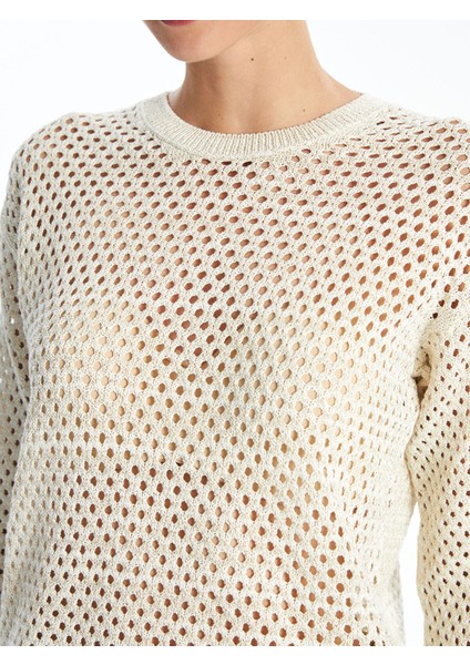 Yeni Sezon Bisiklet Yaka Ajurlu Uzun Kollu Kadın Triko Kazak modelleri