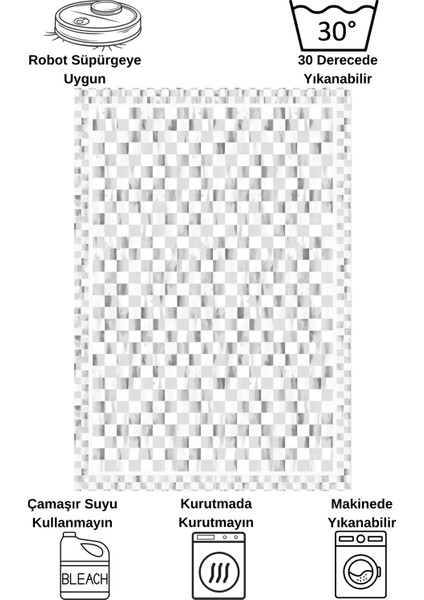 Gri Renk Mackenzie Stili Damalı Lateks Taban Yolluk Halı fırsatları