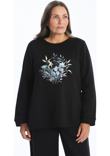 Yeni Sezon Bisiklet Yaka Çiçekli Kadın Bluz