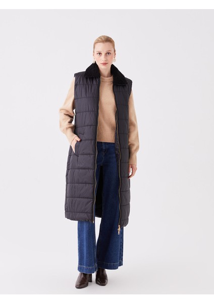 Yeni Sezon Kadın Gömlek Yaka Düz Şişme Yelek