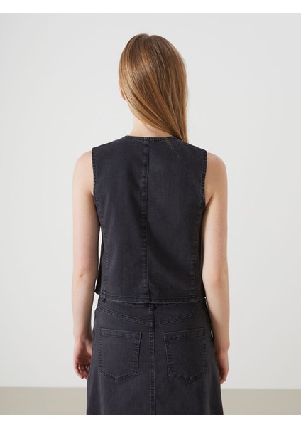 Yeni Sezon V Yaka Kadın Jean Yelek fırsatları