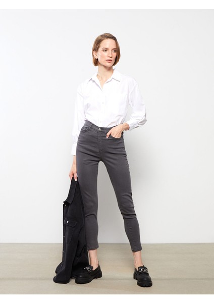 Yeni Sezon Slim Fit Düz Cep Detaylı Kadın Jean Pantolon