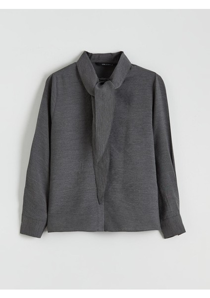 Yeni Sezon Şal Yaka Modal Karışımlı Kadın Gömlek