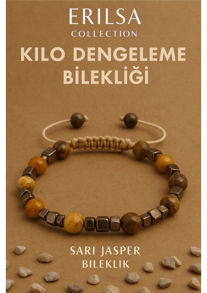 Sertifikalı Metabolizma Destekleyici Kilo Dengeleme Bilekliği - Sarı Jasper ve Terahertz Taşı