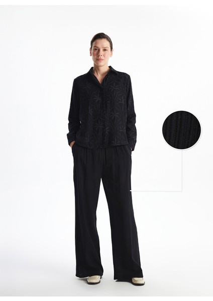 Yeni Sezon Beli Lastikli Dokulu Kadın Pantolon