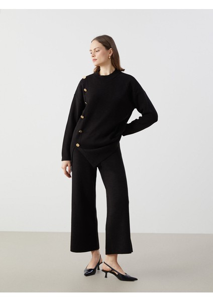 Yeni Sezon Beli Lastikli Geniş Paça Kadın Triko Pantolon fiyatları