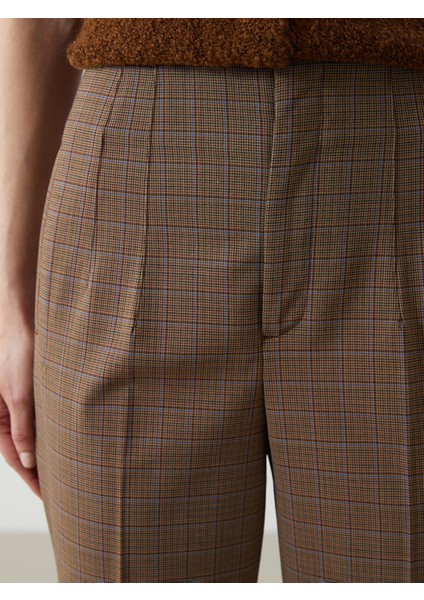 Yeni Sezon Yüksek Bel Havuç Kesim Ekose Kadın Pantolon modelleri