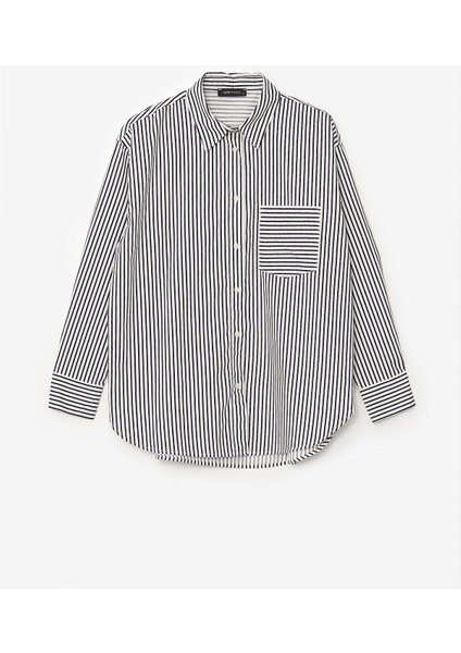 Yeni Sezon Çizgili Oversize Poplin Kadın Gömlek indirimleri