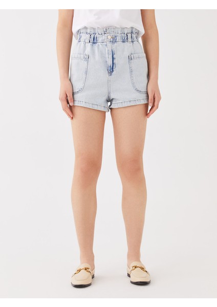 Yeni Sezon Beli Lastikli Bermuda Fit Kadın Jean Şort fırsatları