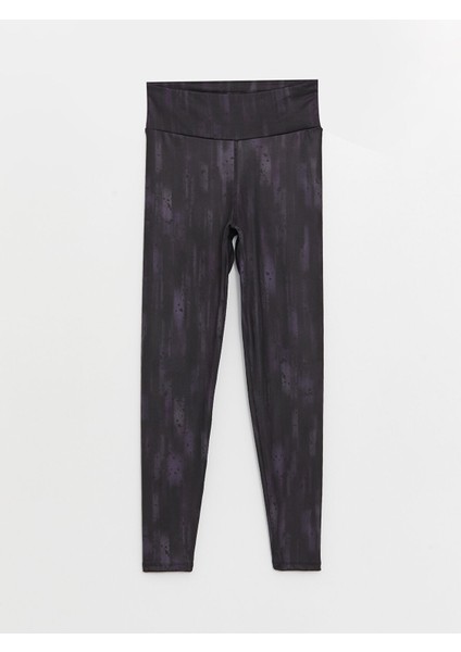 Yeni Sezon Beli Lastikli Desenli Interlok Kadın Spor Tayt