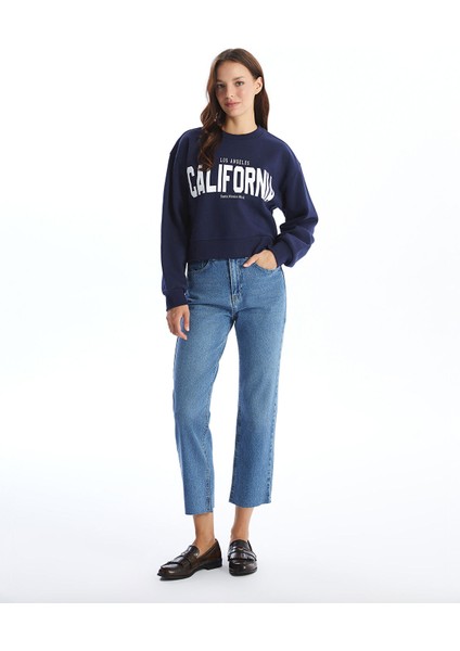 Yeni Sezon Bisiklet Yaka Baskılı Oversize Kadın Kalın Sweatshirt fiyatları