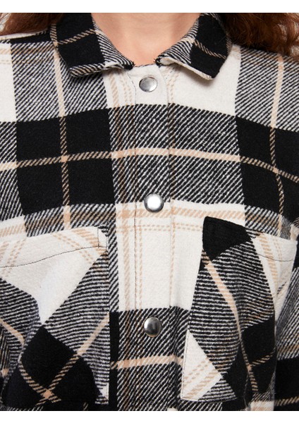 Yeni Sezon Ekose Uzun Kollu Oversize Gabardin Kadın Oduncu Gömlek Ceket fırsatları