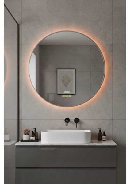 Akıllı Buhar Tutmaz Hareket Sensörlü 3 LED Işıklı Dekoratif Banyo Aynası cm