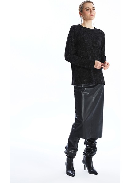 Yeni Sezon Bisiklet Yaka Parlak Görünümlü Kadın Triko Kazak fiyatları