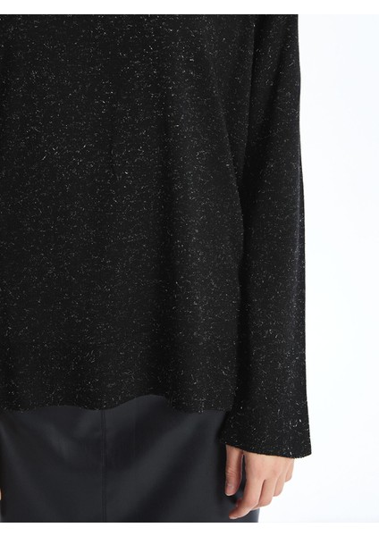 Yeni Sezon Bisiklet Yaka Parlak Görünümlü Kadın Triko Kazak modelleri