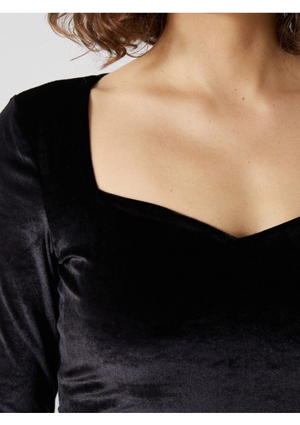 Yeni Sezon Kalp Yaka Kadife Kadın Bluz modelleri