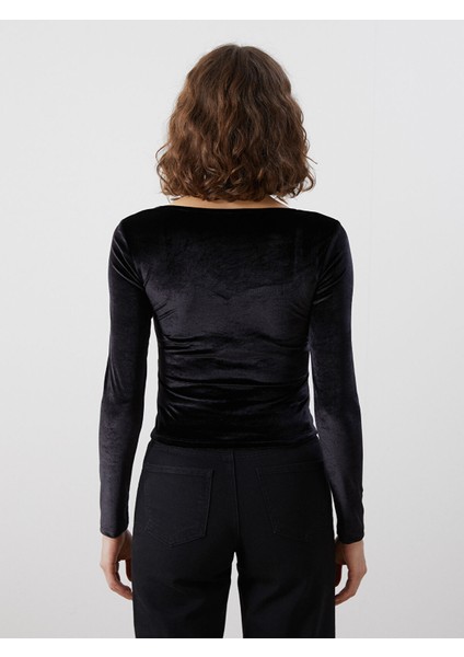 Yeni Sezon Kalp Yaka Kadife Kadın Bluz fırsatları