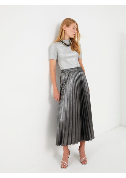 Yeni Sezon Beli Lastikli Düz Pileli Kadın Etek
