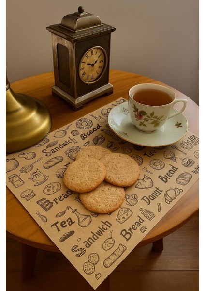 100 Adet Karışık Desenli Servis Kağıdı Dekoratif Yağlı Kağıt Sunum Kağıdı (Fırında Kullanılmaz)