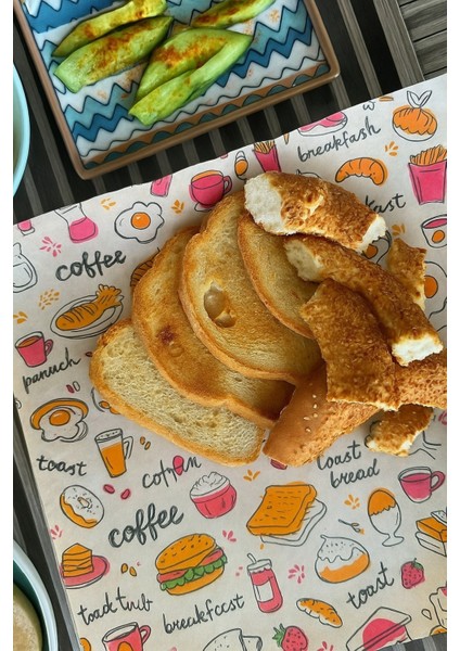 100 Adet Karışık Desenli Servis Kağıdı Dekoratif Yağlı Kağıt Sunum Kağıdı (Fırında Kullanılmaz)