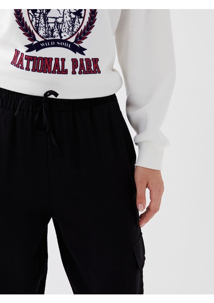 Yeni Sezon Beli Lastikli Standart Fit Kadın Kargo Pantolon modelleri