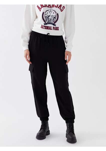 Yeni Sezon Beli Lastikli Standart Fit Kadın Kargo Pantolon fırsatları