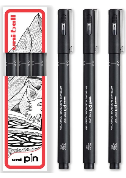 Uni Ball Pin 0,03 Teknik Çizim Kalemi Siyah (3 Adet) fiyatları