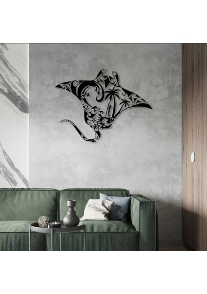 Okyanus Vatozu Metal Duvar Dekoru – Tropikal Deniz Temalı Modern Sanat Tasarımı modelleri