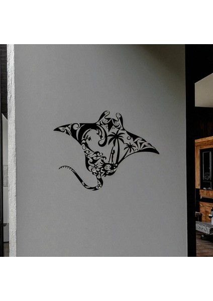 Okyanus Vatozu Metal Duvar Dekoru – Tropikal Deniz Temalı Modern Sanat Tasarımı fırsatları