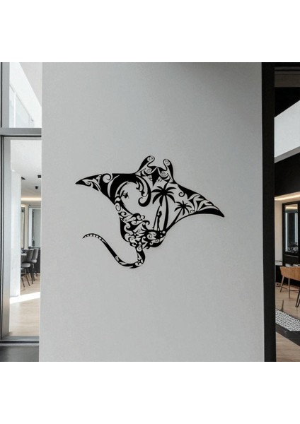 Okyanus Vatozu Metal Duvar Dekoru – Tropikal Deniz Temalı Modern Sanat Tasarımı