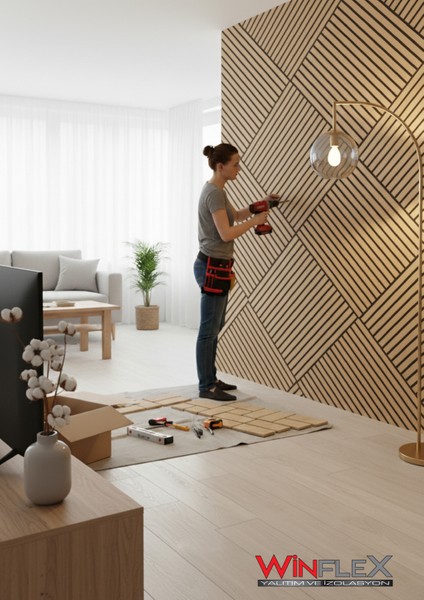 Mini Eko Akustik Ahşap Panel Safir Meşe - 60X60CM