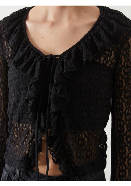 Yeni Sezon V Yaka Dantelli Kadın Bluz modelleri