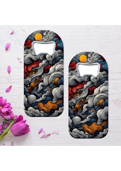 Renkli Bulutlar Özel Tasarımlı Oval Uzun Açacaklı Magnet